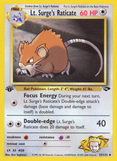 Lt. Surge's Raticate 53/132 (1st Edition)