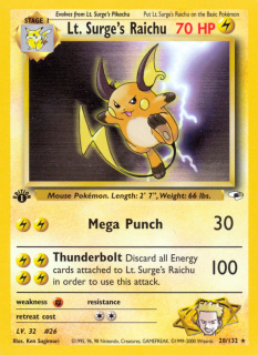 Lt. Surge's Raichu 28/132 (1st Edition)