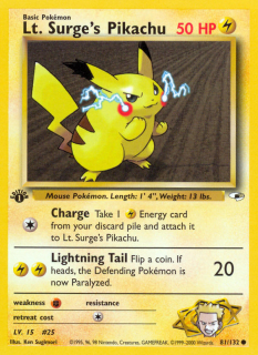 Lt. Surge's Pikachu 81/132 (1st Edition)