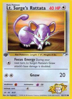 Lt. Surge's Rattata 82/132 (1st Edition)